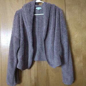 FAVLUX Fashion Women's Small Hooded Open Front Super Soft Mauve Cardigan Casual